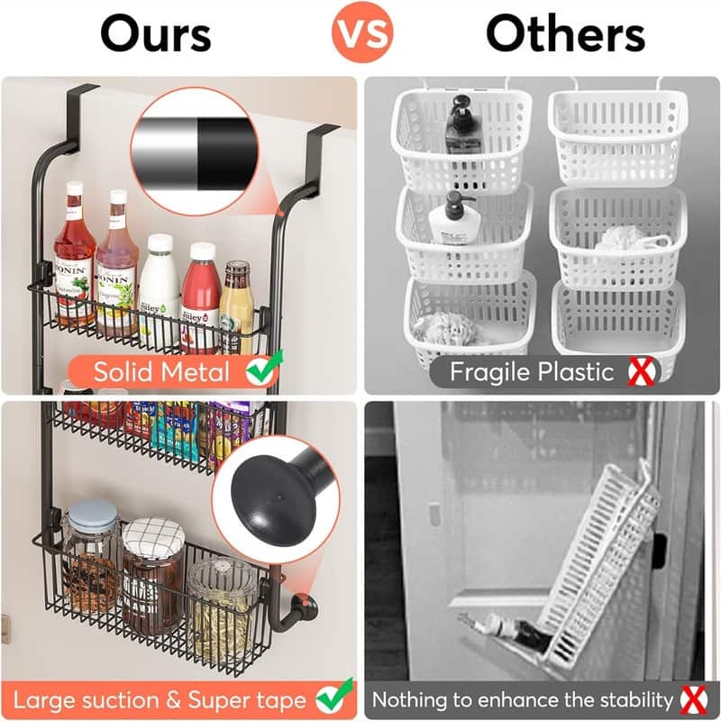 6Tier Over the Door Pantry Organizer HeavyDuty Metal with 6 Baskets