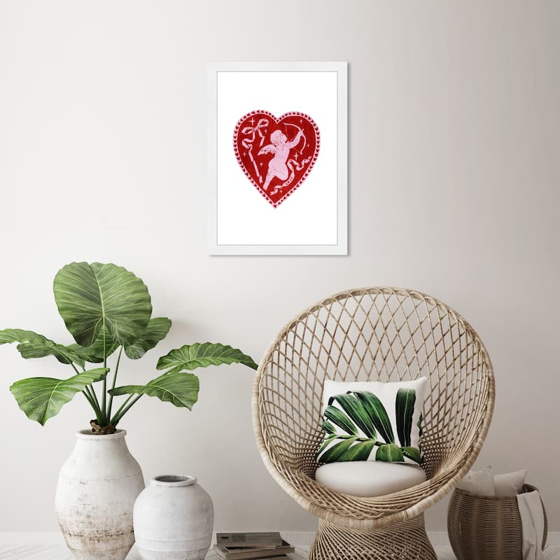 Wynwood Studio Prints Holiday Seasonal Cupid Heart Red Wall Art - White
