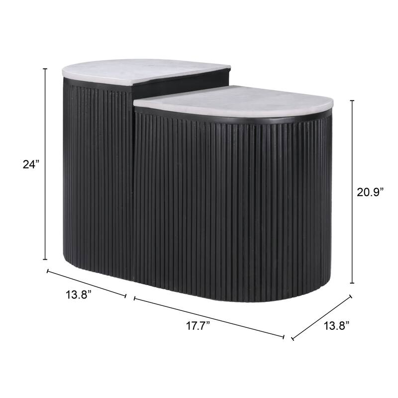 Ormara Side Table Set White & Black