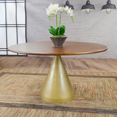 Carolina Living Gio 54" Pedestal Dining Table - Elm/Gold