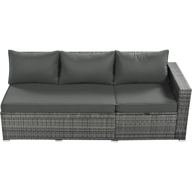 6-Piece All-Weather Outdoor PE Rattan Sofa Set - Patio Wicker Sectional with Storage Box, Removable Covers & Table
