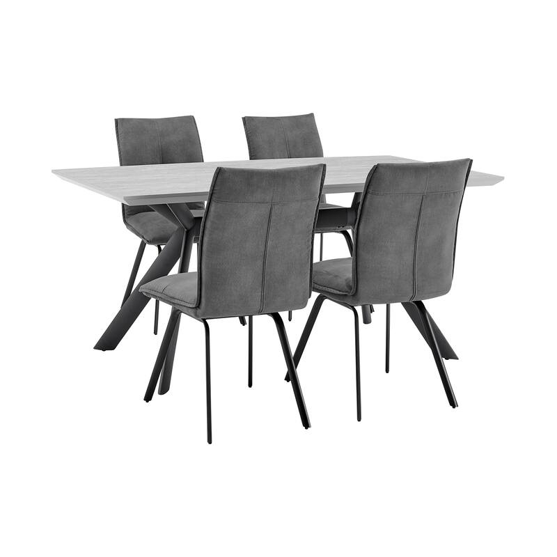 Margot and Blue Rylee 5 Piece Modern Rectangular Dining Set - Light Grey & Grey