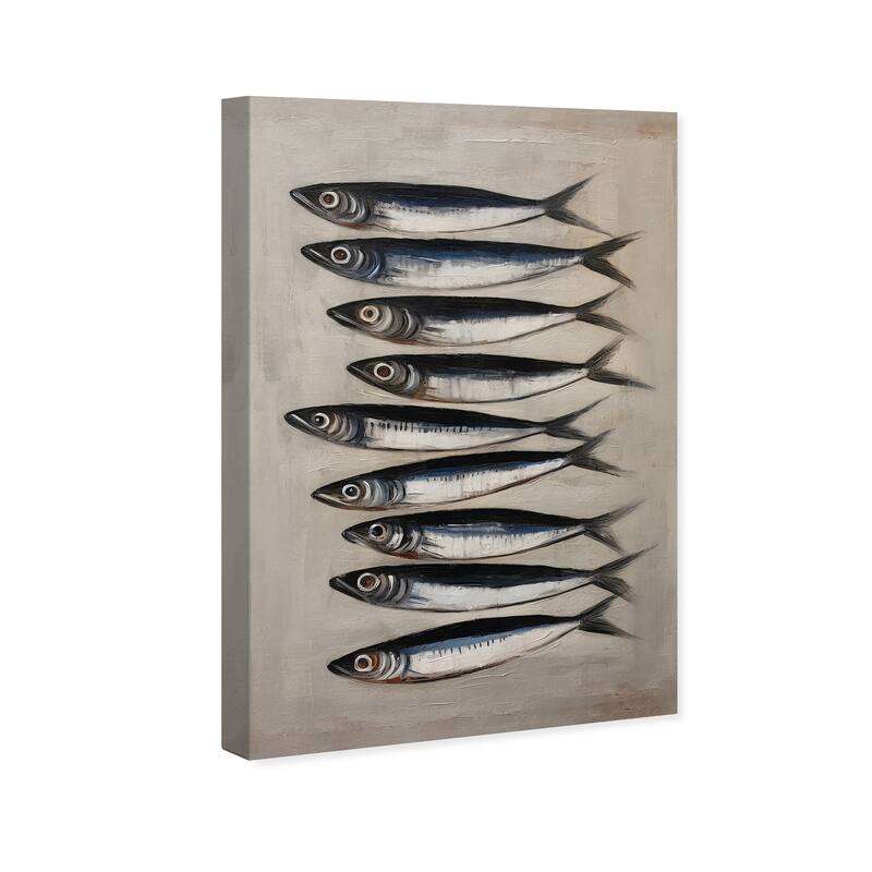 Wynwood Studio Canvas Animals Catch fish treasures II Gray and Nautical & Coastal Wall Art Canvas Print