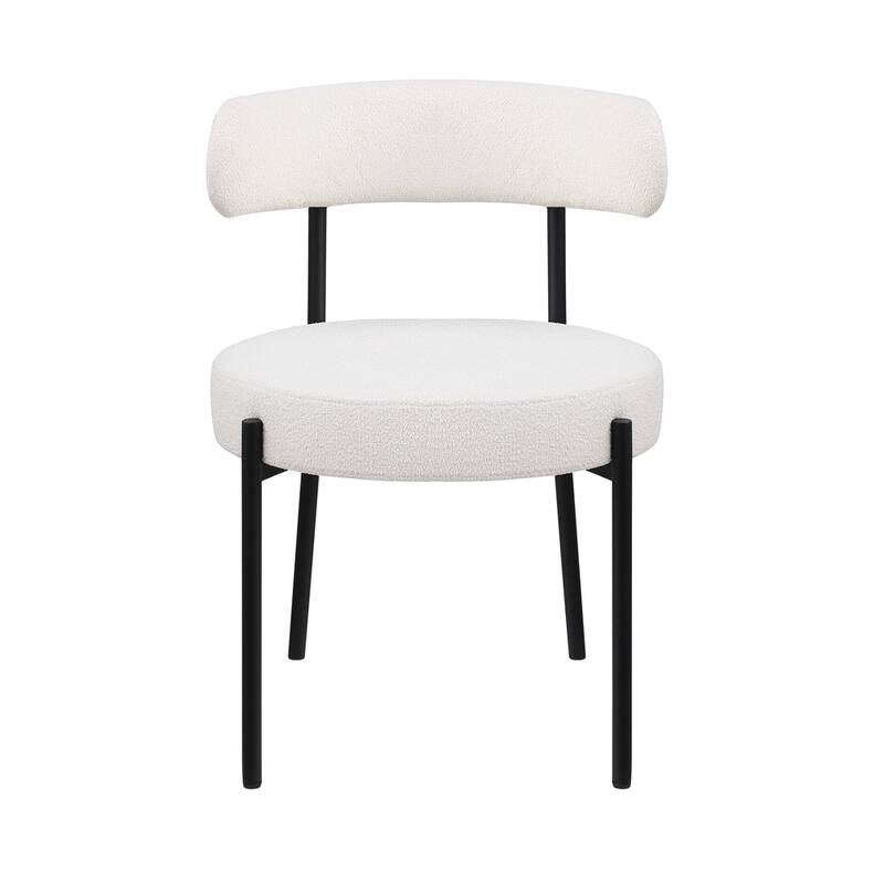 Dining Chairs Set of 2 Round Upholstered Boucle Dining Room Chairs