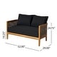 preview thumbnail 9 of 69, Burchett Outdoor Acacia Wood and Wicker 4 Seater Chat Set with Optional Sunbrella Cushions by Christopher Knight Home