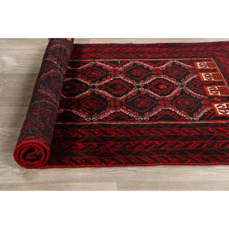 Traditional Geometric Persian Balouch Area Rug Wool Hand-knotted - 3'4" x 6'0"
