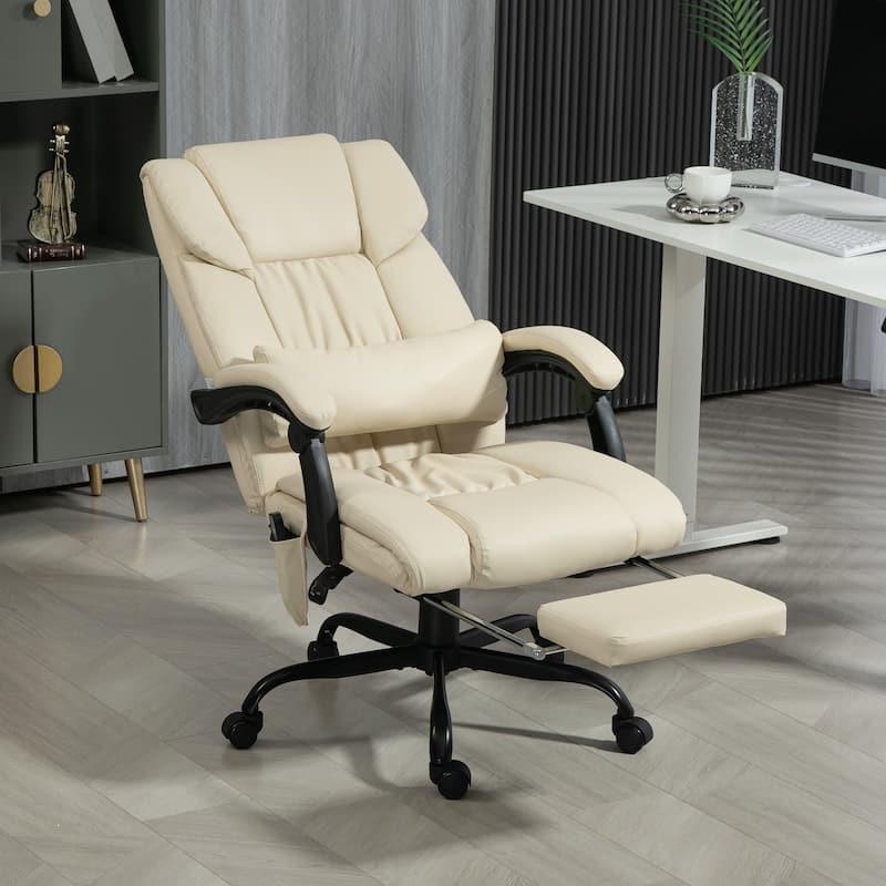 Vinsetto Office Desk Chair Recliner, Height Adjustable Movable Lumbar Support with 6-Point Vibrating Massage
