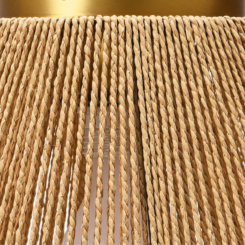 Rattan Shade Ceiling Lamp - 13.8"L x 13.8"W x 8.9"H