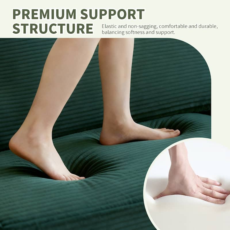 Dark Green 2-Seater Sofa Couch Loveseat for Living Room Bedroom, Sleeper Sofa Couch with Armrests and Wood Frame