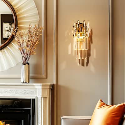 Wall Sconces Lamp Wall Mounted Lighting Crystal Light Fixtures with Three Lights Colors