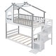 preview thumbnail 14 of 16, Stairway Twin-Over-Twin Bunk Bed, House Bed with Storage and Guard Rail, Natural Finish