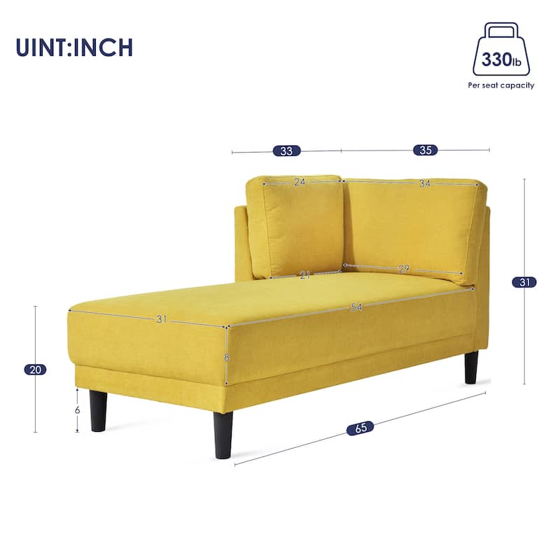 Mid-Century Linen Fabric Sofa Recliner, Leisure Upholstered Indoor Chaise Lounge