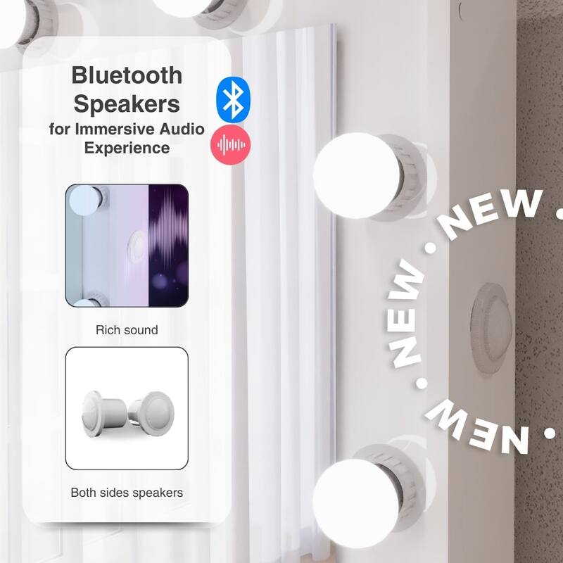 Premium Makeup Vanity with Bluetooth Speaker, Large Mirror, and 7 Drawers