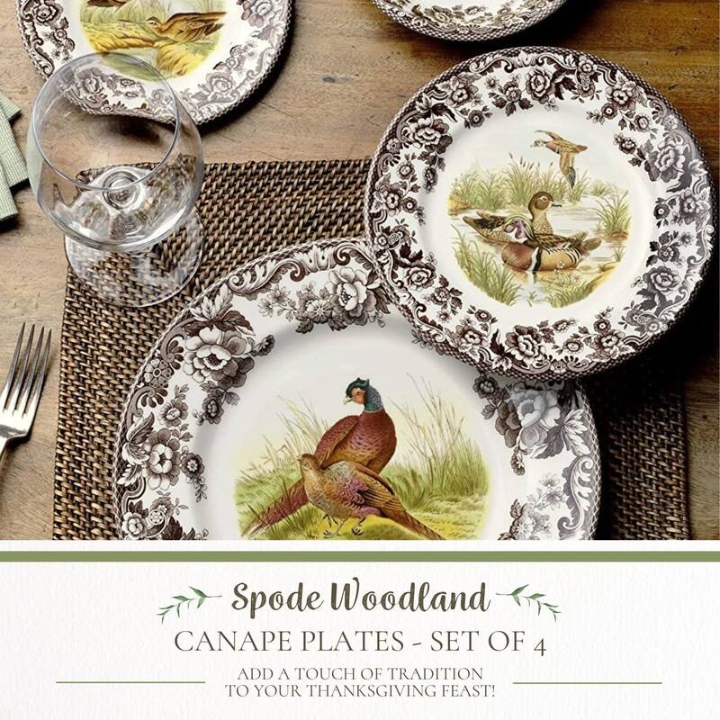 Spode Set of 4 Woodland Canape Plates - 6.5 Inch
