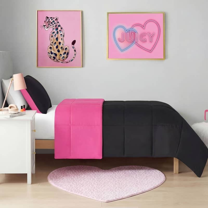 Juicy Couture Metallic Leopard Plush Rugs - 3' Heart - Light Pink