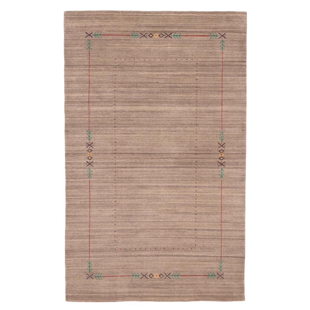 ECARPETGALLERY Hand Loomed Kashkuli Gabbeh Grey Wool Rug - 5'0 x 8'0