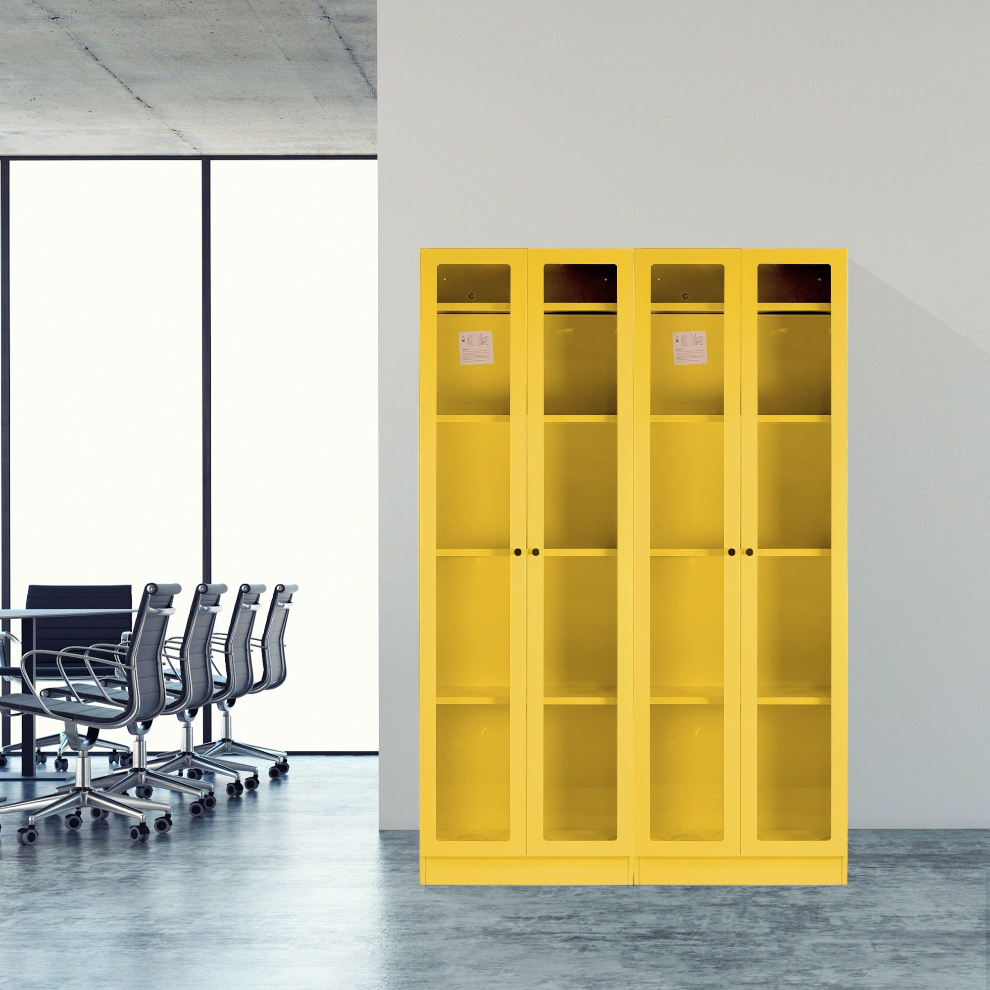 Avidan 70-inch Yellow French Door Metal Cabinet - Bed Bath
