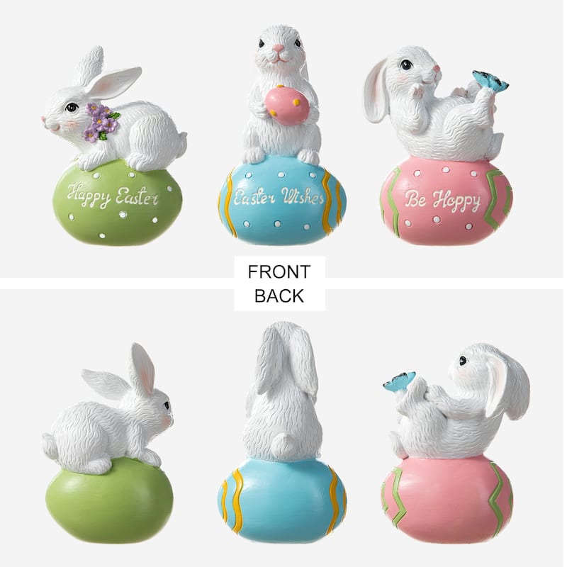 Glitzhome Easter Resin Bunny Table Decor Rabbit Figurines Lovely Gifts