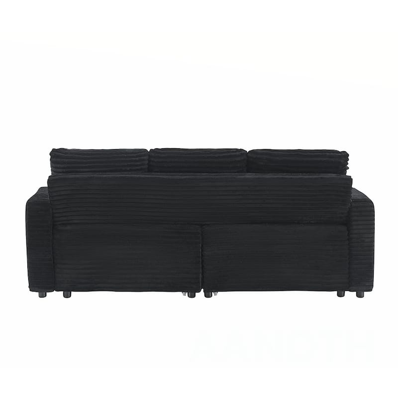 80"Corduroy Sofa With Cup Holder