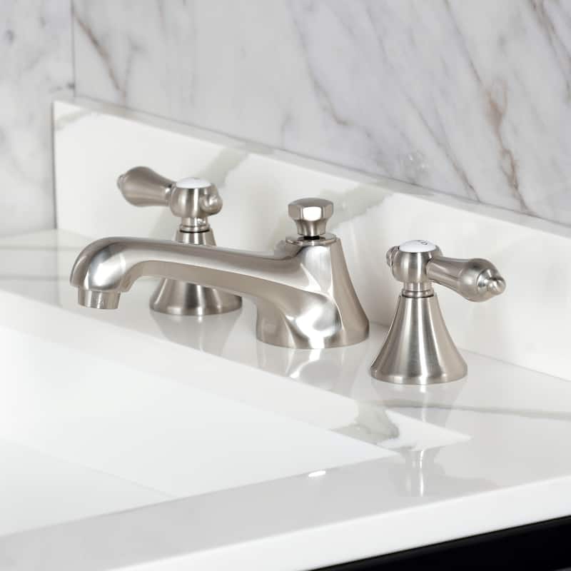Kingston Brass Deck Mount Widespread Bathroom Faucet with Brass Pop-Up