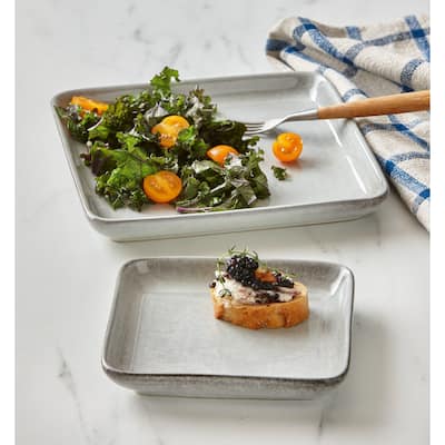Stinson Light Gray Ceramic Square Serving Plate Small Dishwasher Safe 6.3 x 6.3 x 1.1 Inches Everyday Use