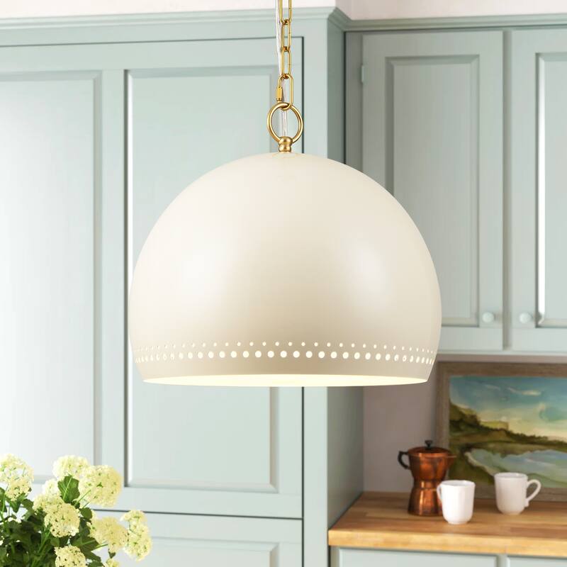 1-Light Modern Black/White Dome Pendant Kitchen Island Light