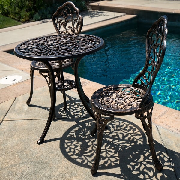 Shop Belleze 3pc Bistro Set Outdoor Patio Furniture Leaf Design Antique Overstock 21797237