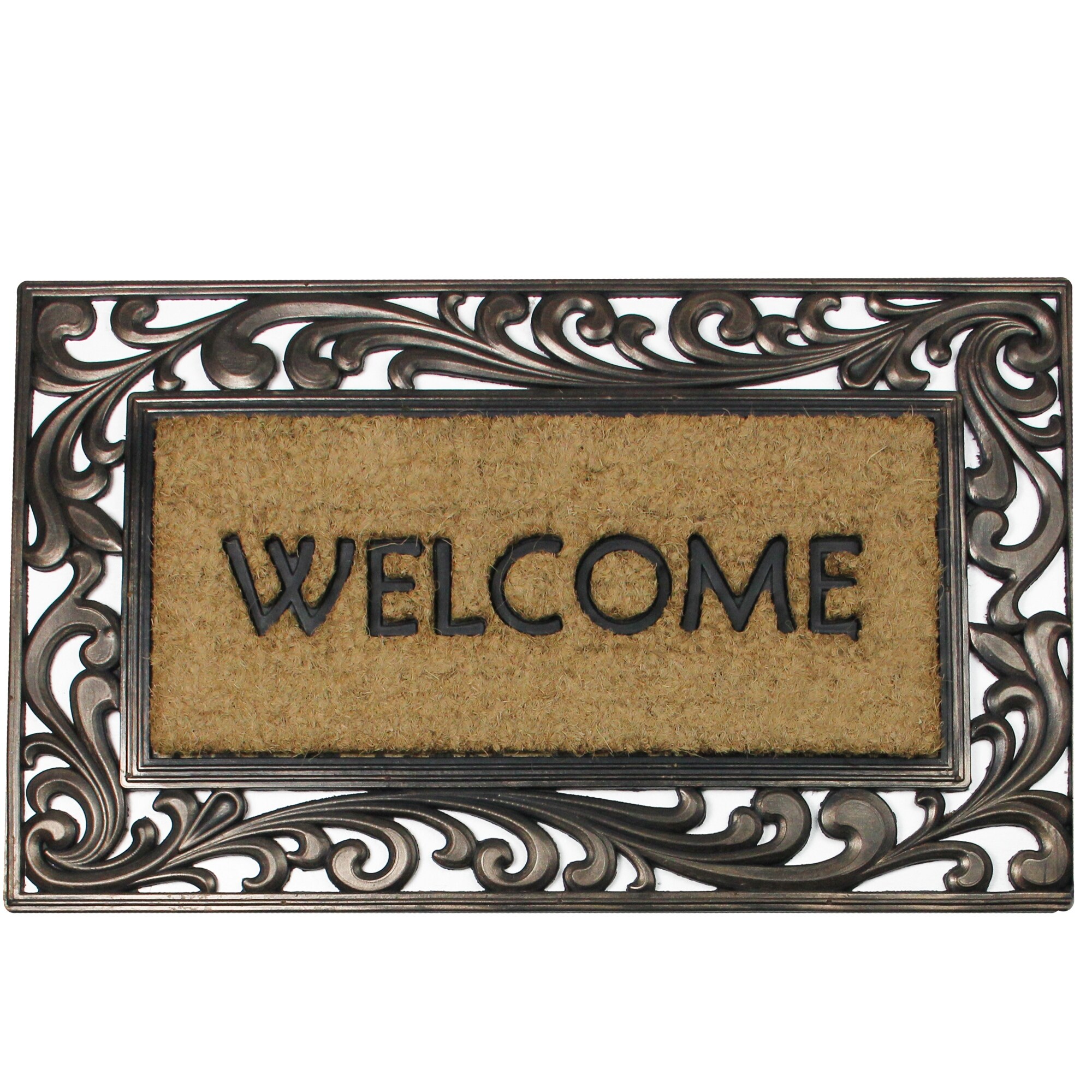 Scroll Design Rectangular Welcome Coir Door Mat 30 X 18 Overstock 21517029