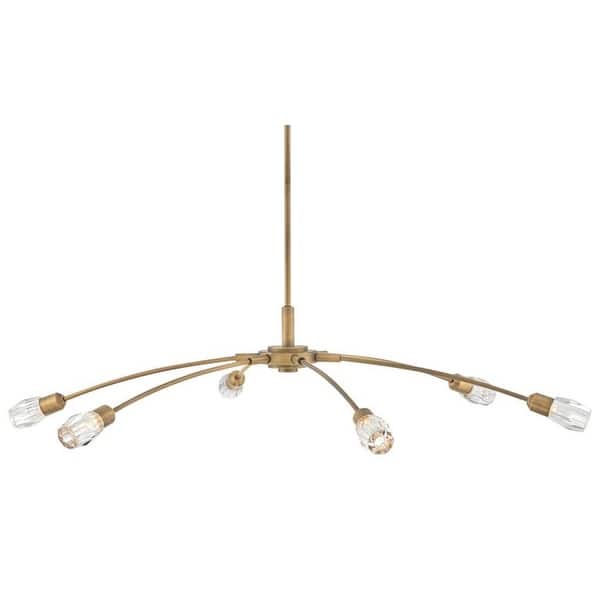 slide 2 of 9, Fredrick Ramond FR33328 Atera 6 Light 60" Wide LED Crystal Sputnik Heritage Brass