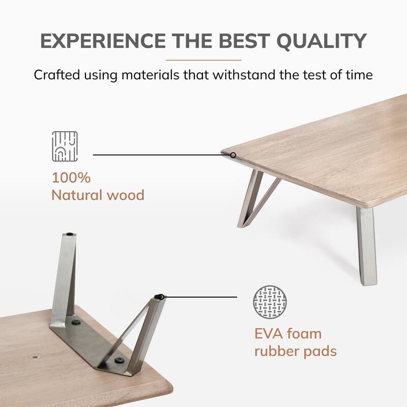 Jani Wood Monitor Stand Riser Desk - Ergonomic Design Stand, Desktop Organizer Table for Home, Office Workspace, Gaming Desk