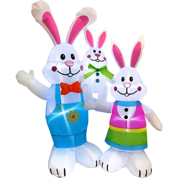 slide 2 of 9, Fraser Hill Farm 4-Ft. Tall Bunny Rabbit Family, Outdoor/Indoor Blow Up Spring Inflatable with Lights - 4 ft.