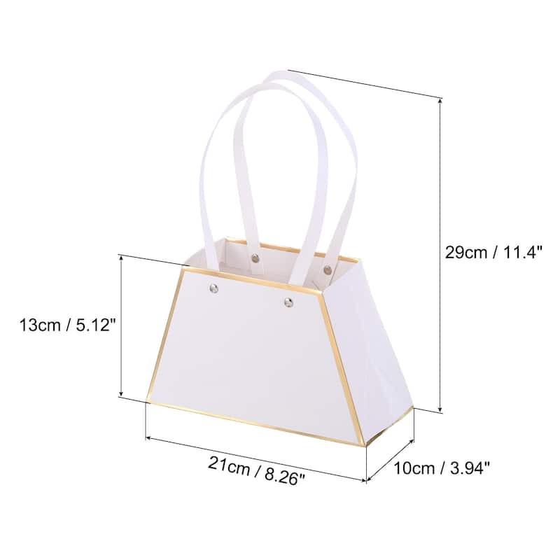 Gift Bags, 8 Pack Christmas Bouquet Wrapping Bags Boxes with Handles - White