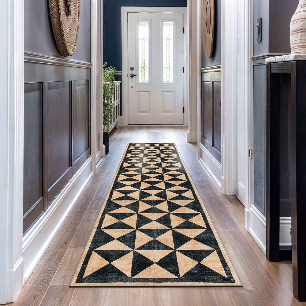 World Rug Gallery Geometric Diamond Washable Non-Slip Area Rug