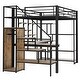 preview thumbnail 28 of 34, Full Size Metal Loft Bed with Storage Staircase, Small Wardrobe, and Desk