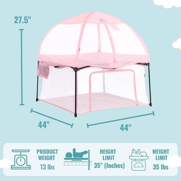 dimension image slide 1 of 4, Dream On Me Ziggy Square Playard with Canopy