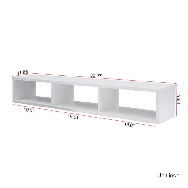 White Floating TV Shelf Wall Mounted Floating TV Stand Unit Media ...