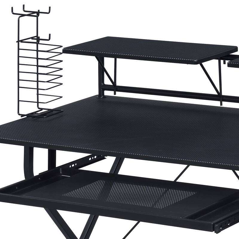 Modern Writing Desk with Spacious Top, Keyboard Tray, and Storage Features, Ideal for Gaming or Office Use