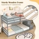 preview thumbnail 10 of 18, Costway Twin Over Twin Low Bunk Bed Solid Wood Floor Bunk Bed Frame