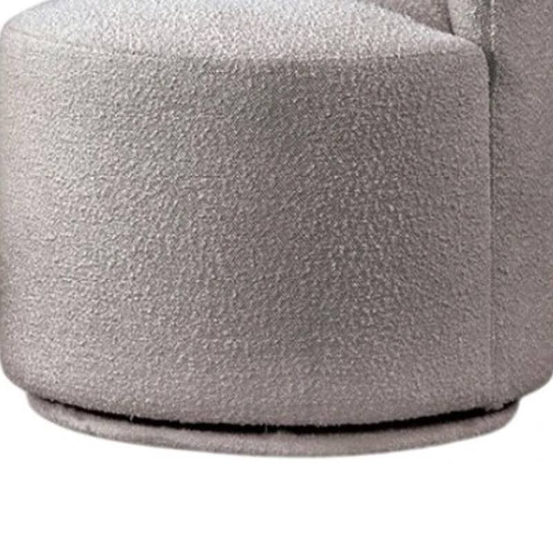 Ager Side Dining Swivel Chair, Curved Barrel Style, Gray Boucle Chenille