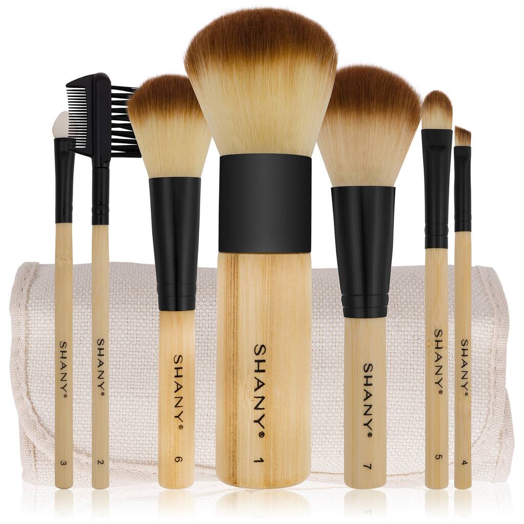 SHANY Pure Bamboo Brush Set - Vegan Brushes With Premium Synthetic Hair & Pouch