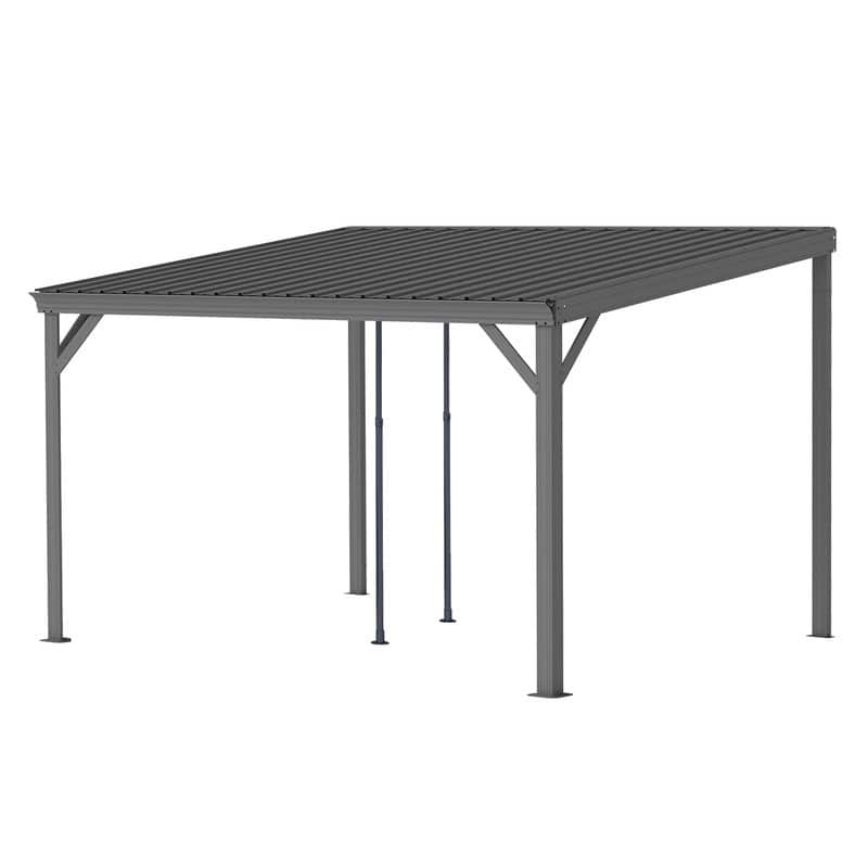 Domi Lean to Gazebo, Outdoor Hardtop Wall Mounted Gazebo with Sloping Galvanized Steel Roof