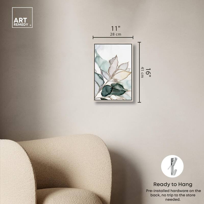 Pastel Leaves with Gold I Canvas by Art Remedy