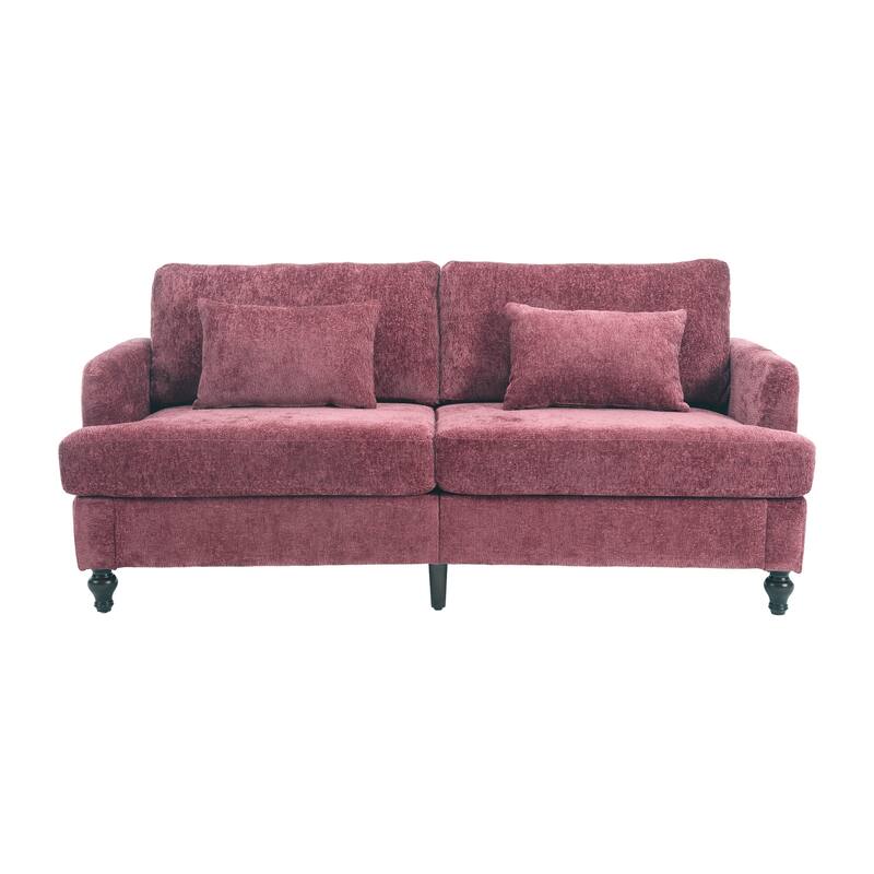 HOMEFUN Chenille Upholstered Wood Frame Loveseat with Armchair for Living Room