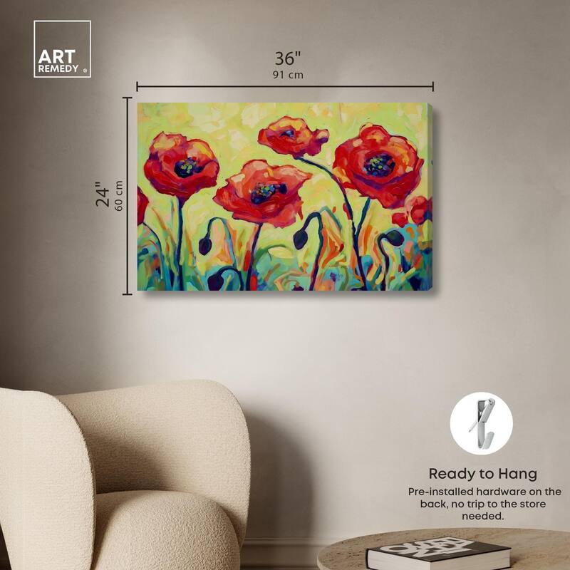 Red Poppy Field II Canvas by Art Remedy, Gallery Wrapped