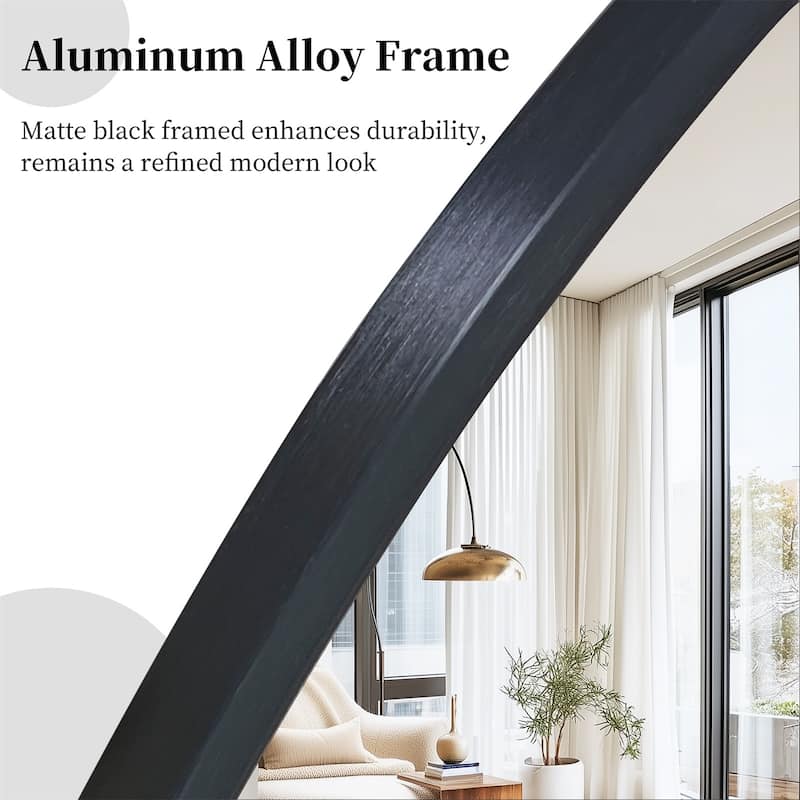 Modern Vertical Black Aluminum Frame Oval Mirror Wall Hanging Vanity Mirror