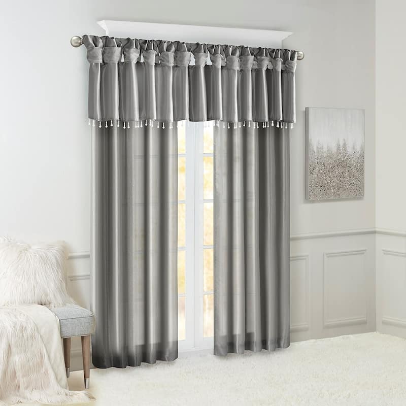 Twist Tab Lined Window Curtain Panel Charcoal 50x108"