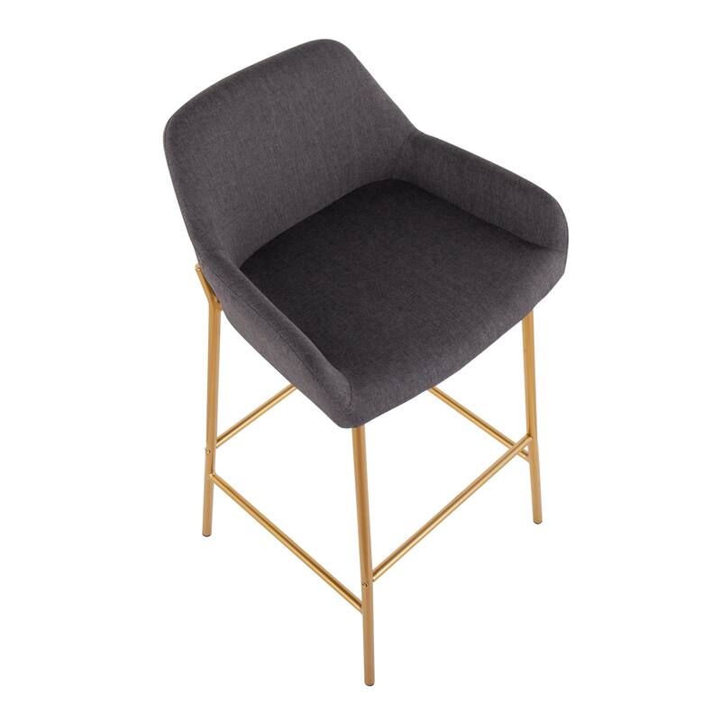 Silver Orchid Galotti Gold Fixed-Height Upholstered Bar Stool - Set of 2