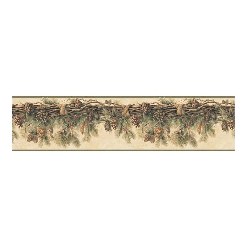 Chesapeake Pinecone Forest Multicolor Pine Border - 9 x 180 x 0.025