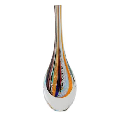 Art glass vase, 'Color Cascade' (11 inch)