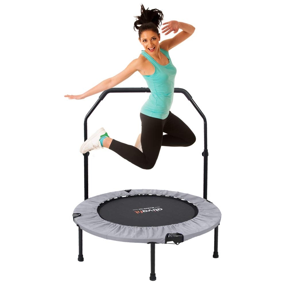 40 Foldable Mini Trampoline, Fitness Rebounder with Safety Pad for Adults  and Kids, Folding Exercise Trampoline, Recreational Jump Trampoline for